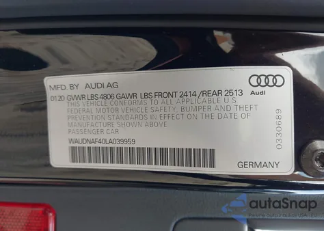 2020 Audi A4 Premium 45 Tfsi Quattro S Tronic z USA, uszkodzony, nr VIN WAUDNAF40LA039959